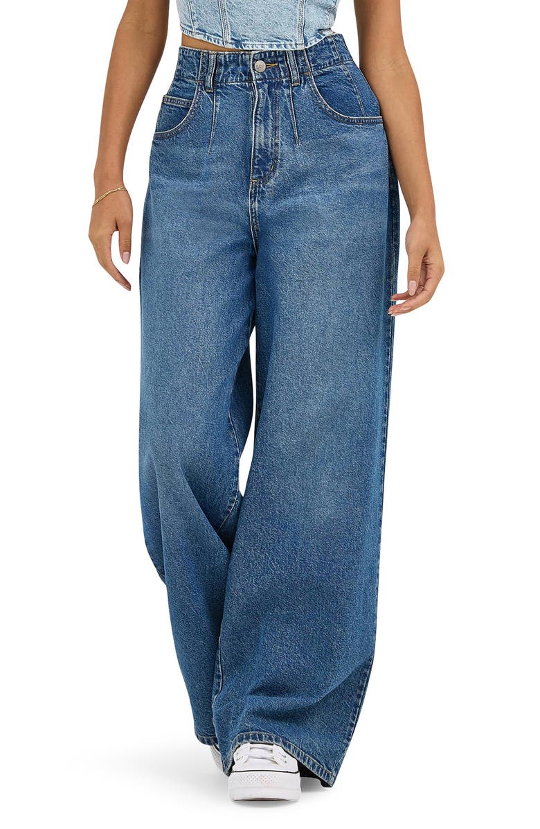 High Waist Pleated Wide Leg Jeans