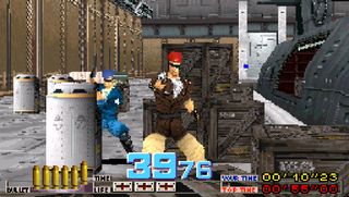 Best PS1 games – Time Crisis screenshot of two enemies shooting at a player.