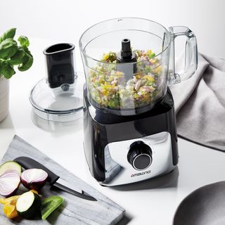 food processor with veggies