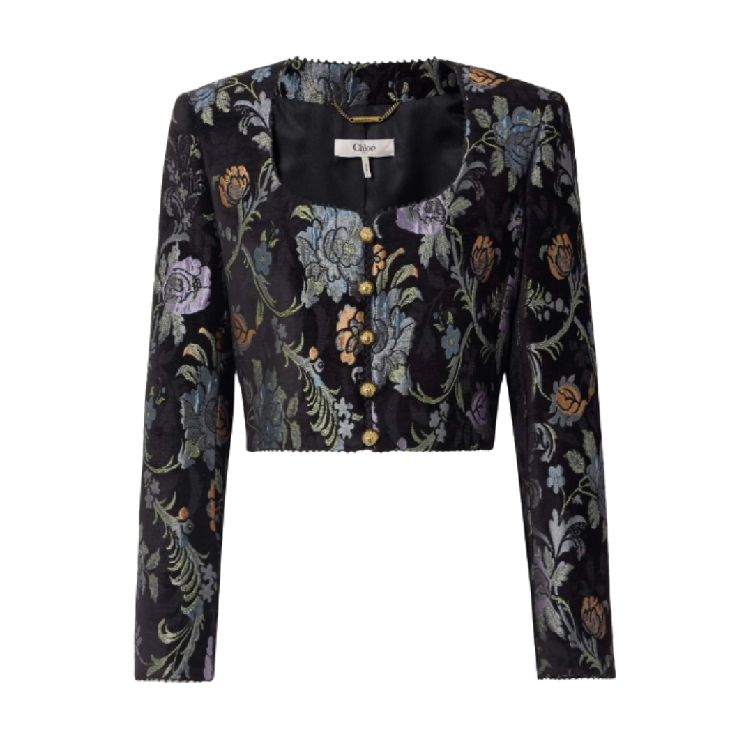 CHLO&amp;Eacute;, Cropped Floral-Jacquard Jacket