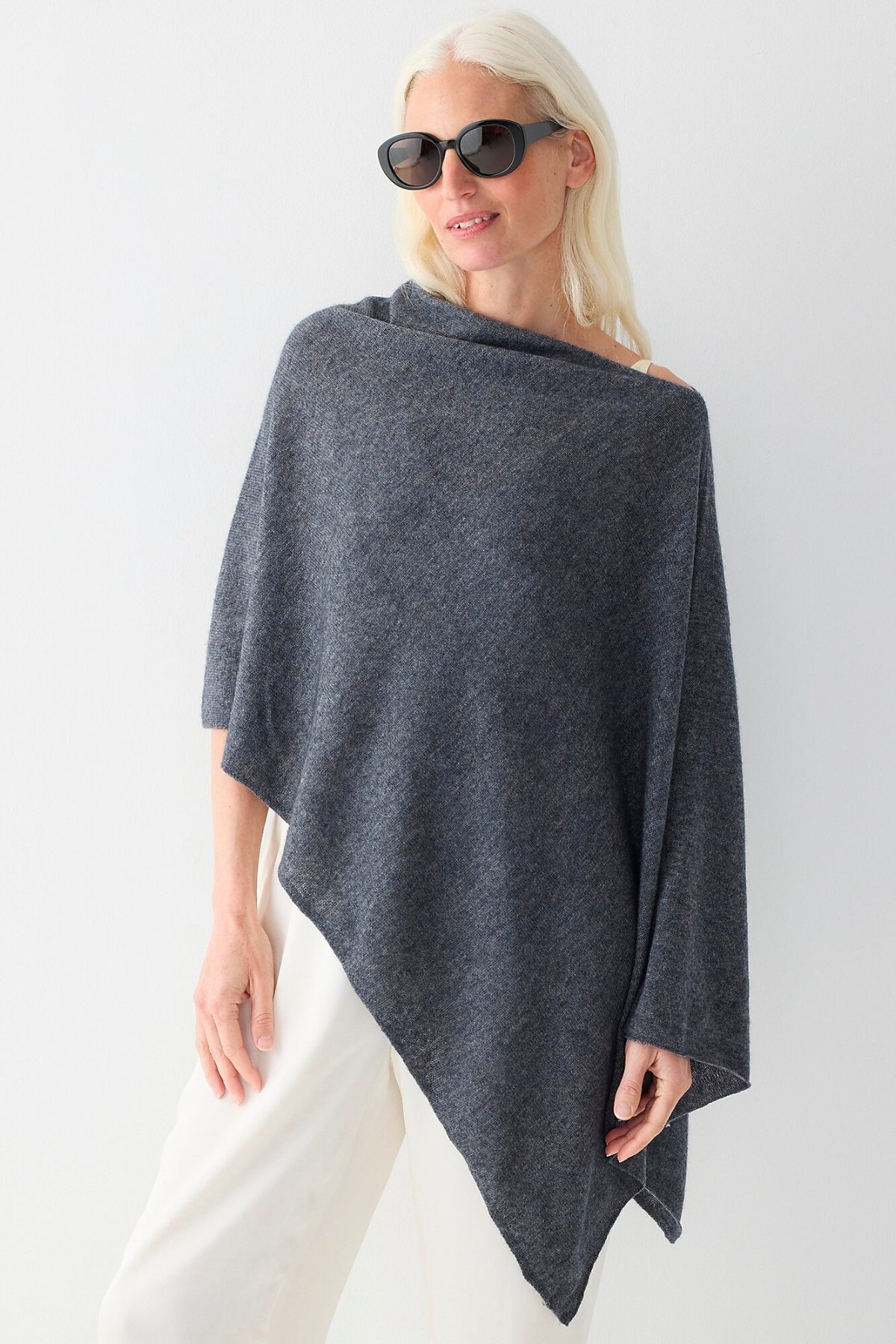 Cashmere-wool blend poncho