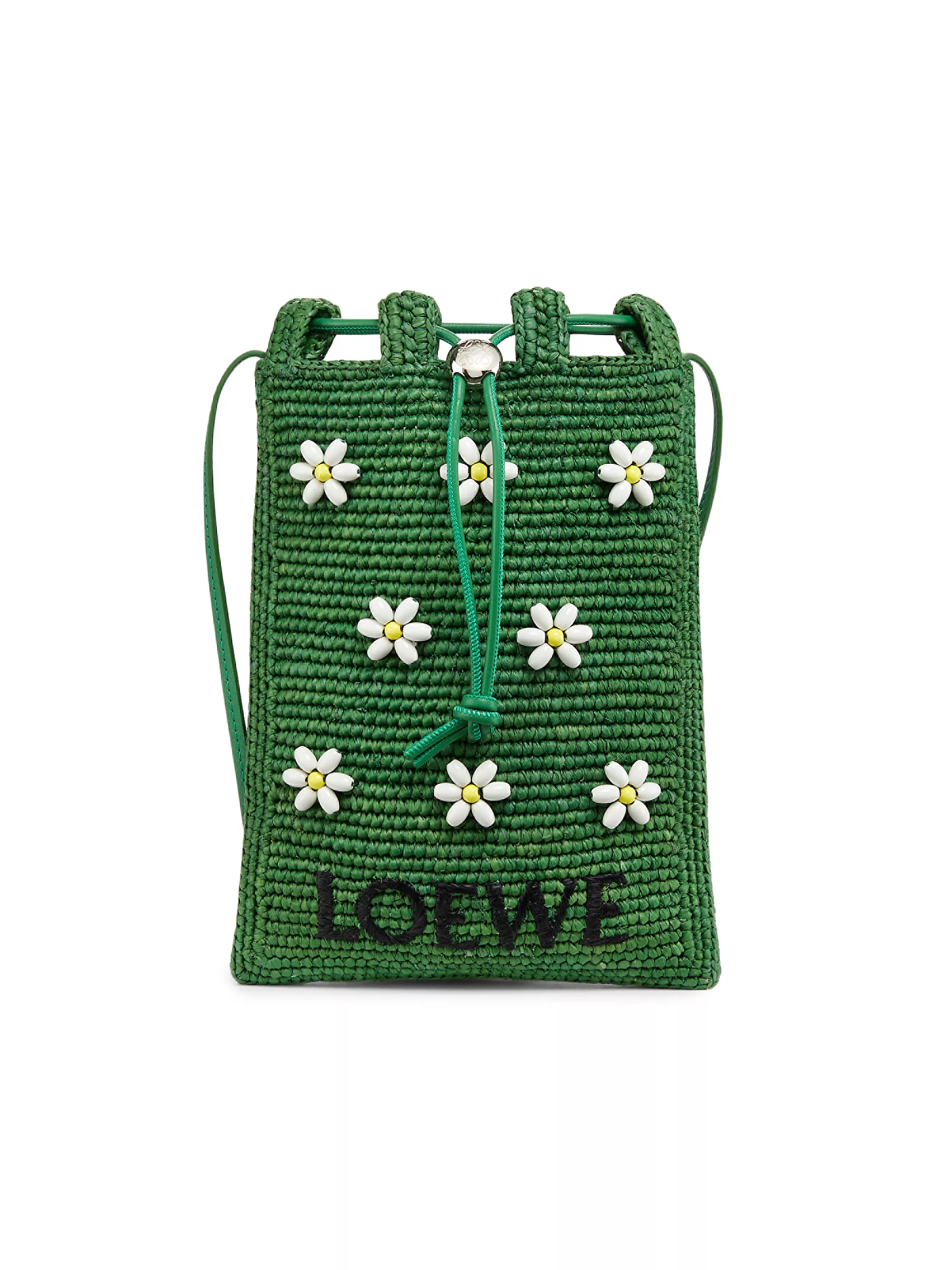 Loewe X Paulas Ibiza Floral-Beaded Raffia Crossbody Bag