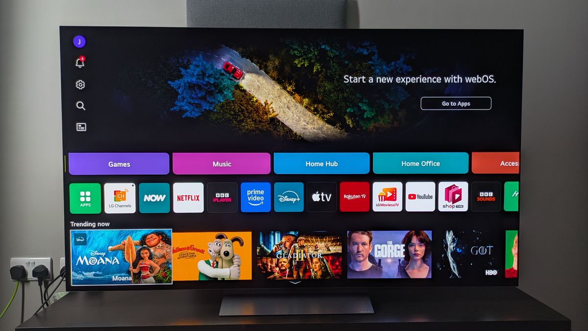 LG C5 with webOS 25 home menu on screen