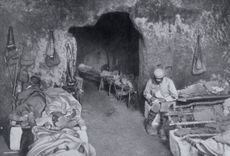 Sheltering in caves beneath the barrage, soldiers would have time to think and scratch their thoughts of home and hope on the walls. Credit: Alamy