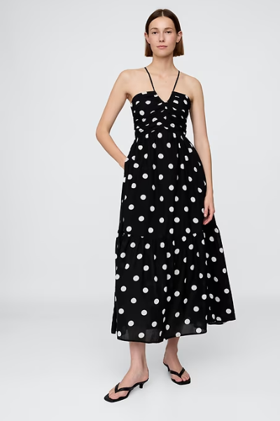 Gap, Shirred Bodice Halter Maxi Dress