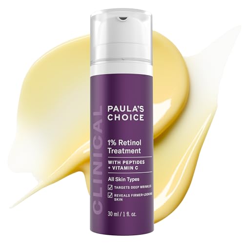 Paula&#039;s Choice Clinical 1% Retinol Treatment With Peptides, Vitamin C &amp;amp; Licorice Extract, Firming Cream for Face, Anti-Aging &amp;amp; Wrinkles, Fragrance Free, 1 Fl Oz