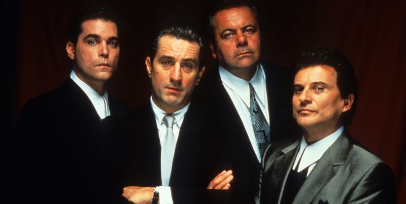 the cast of goodfellas poses in suits in a promo shot for the movie