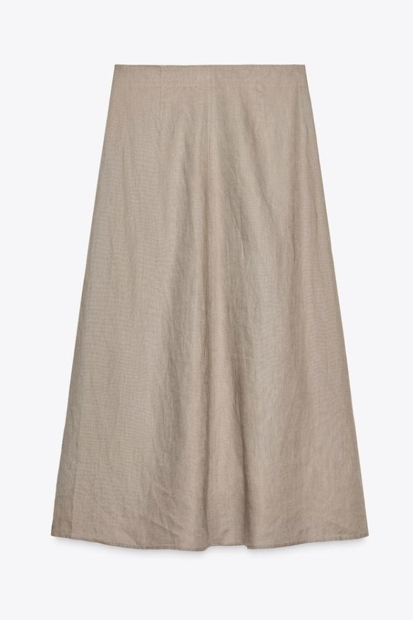 100% Linen Midi Skirt Zw Collection