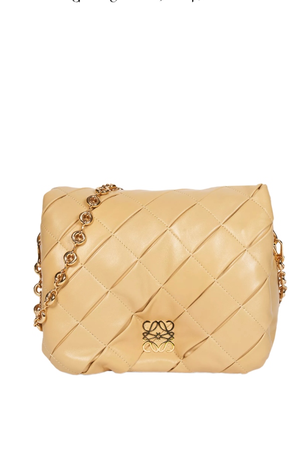 Goya Leather Pleated Puffer Bag