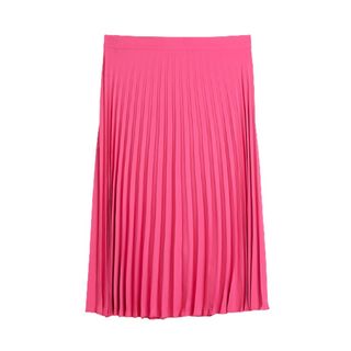 Pink pleated midi skirt