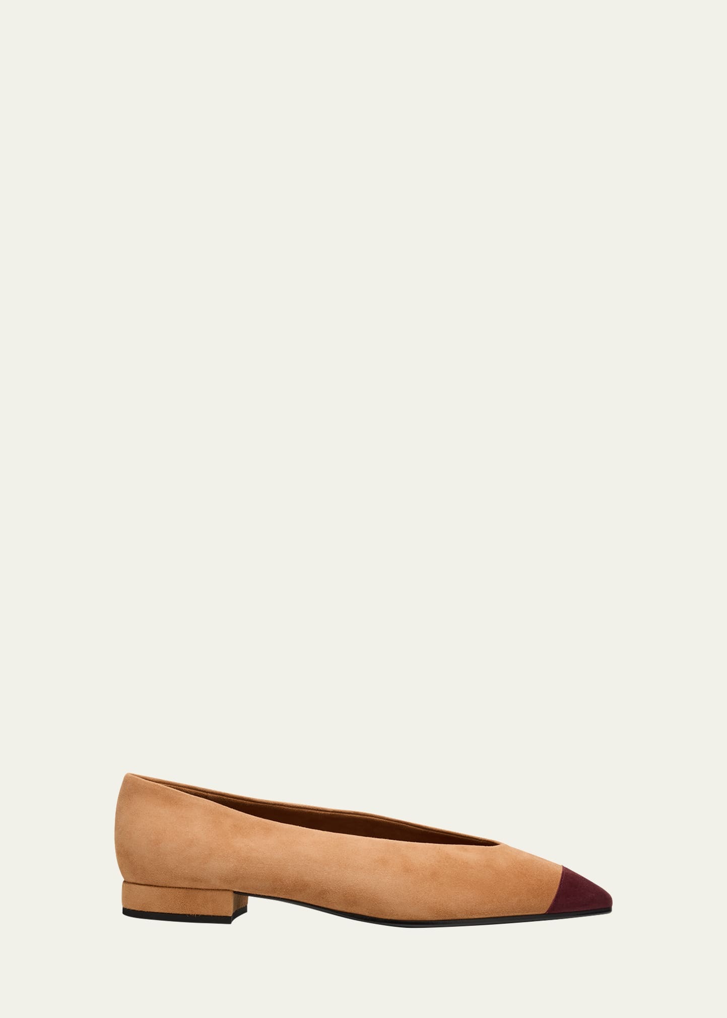 Loro Piana, Rebecca Suede Cap-Toe Ballerina Flats