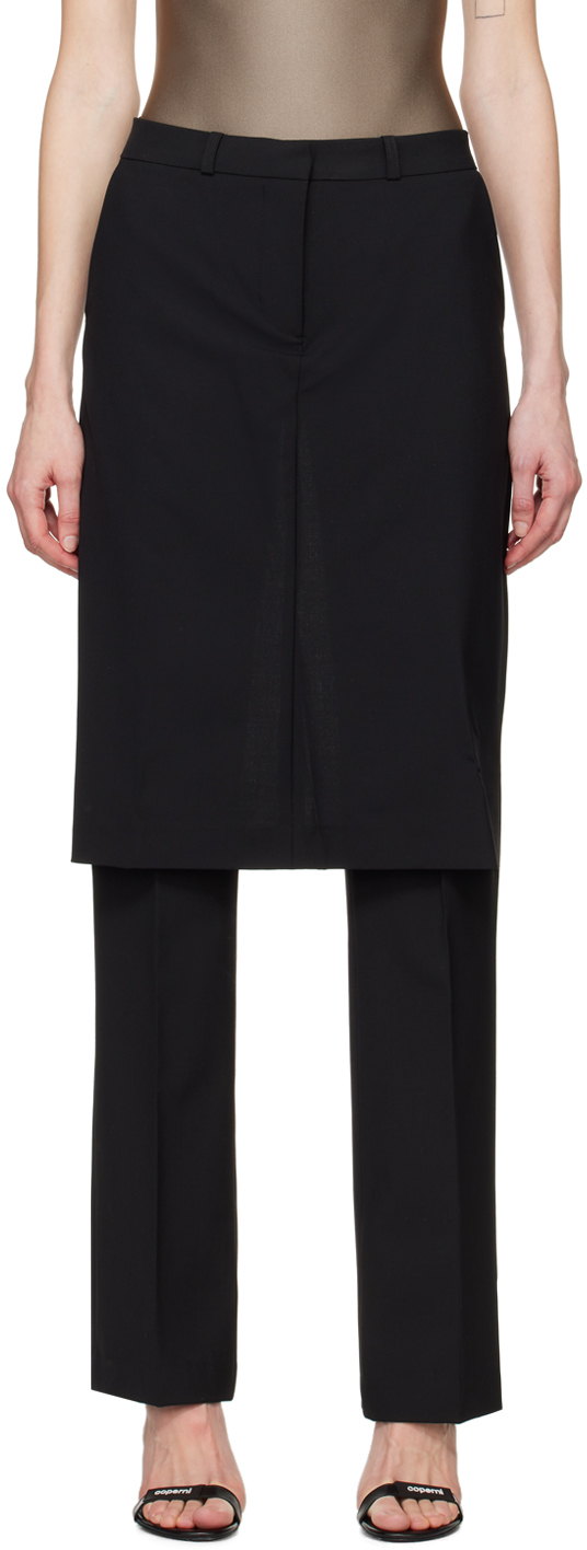 Black Skirt-Overlay Trousers