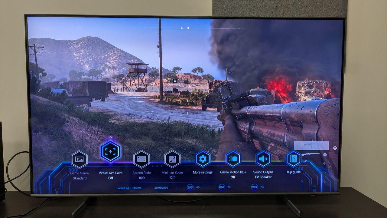 Samsung Q60D with battlefield V on screen