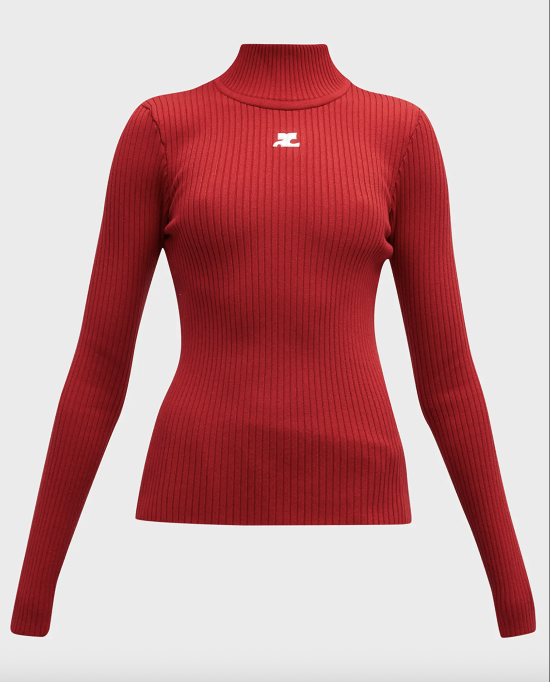 Courreges, Turtleneck Long-Sleeve Rib Sweater