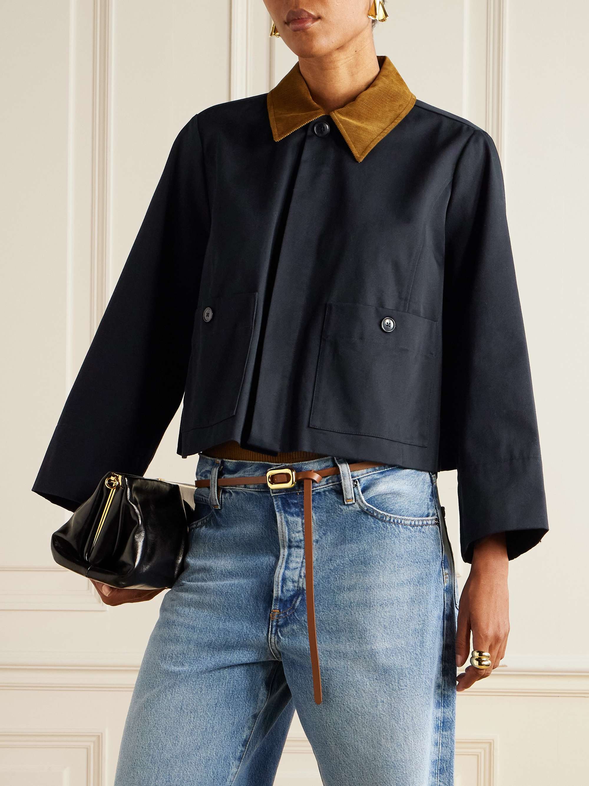 Corduroy-Trimmed Cotton-Twill Jacket