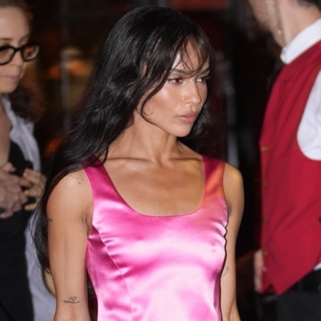 Zoë Kravitz was spotted in a custom pink Kallmeyer mini dress at a Caught Stealing after party