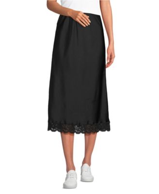 Women's Satin Lace Trim Midi Skirt