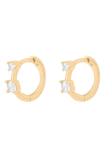 Studs Mini Duo CZ Huggie Earrings 