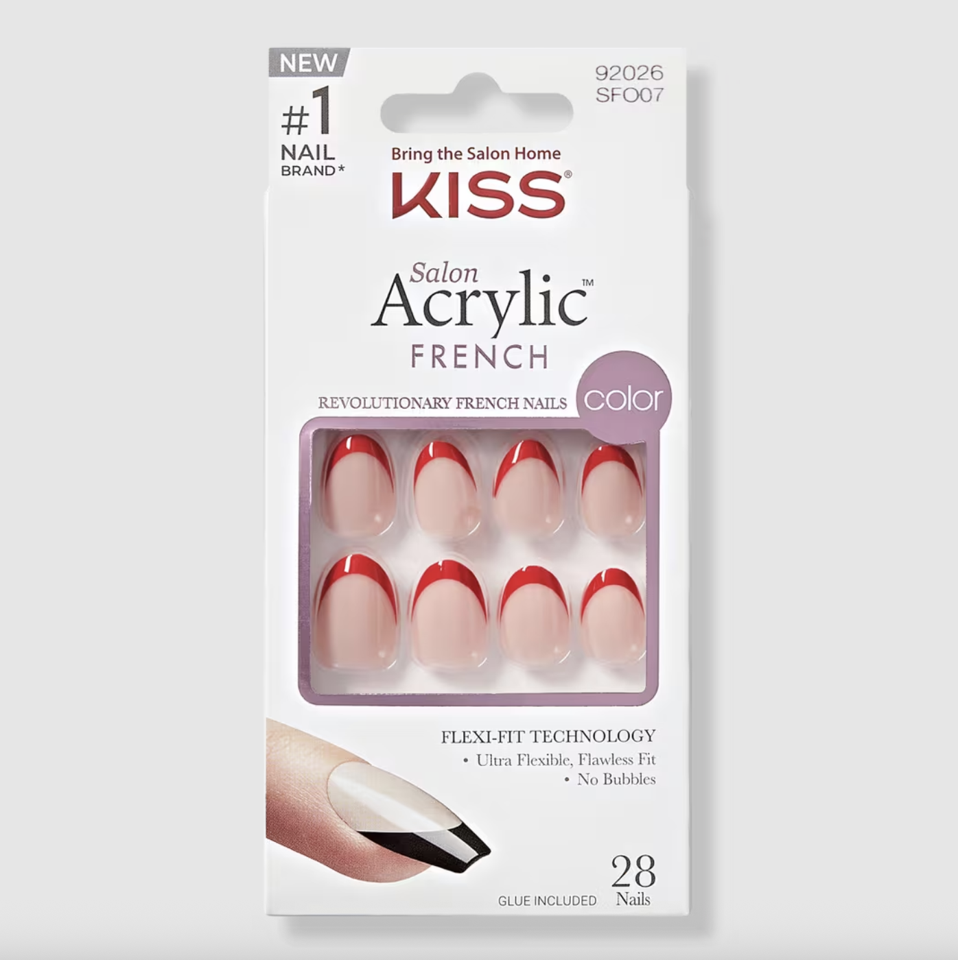 KISS, Salon Acrylic French Color Press on Nails