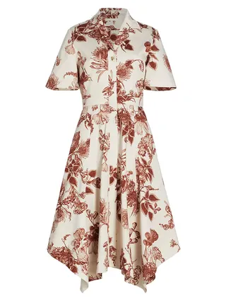 Forest Floral Cotton Handkerchief Midi-Dress