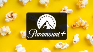 Paramount+ logo on a popcorn background