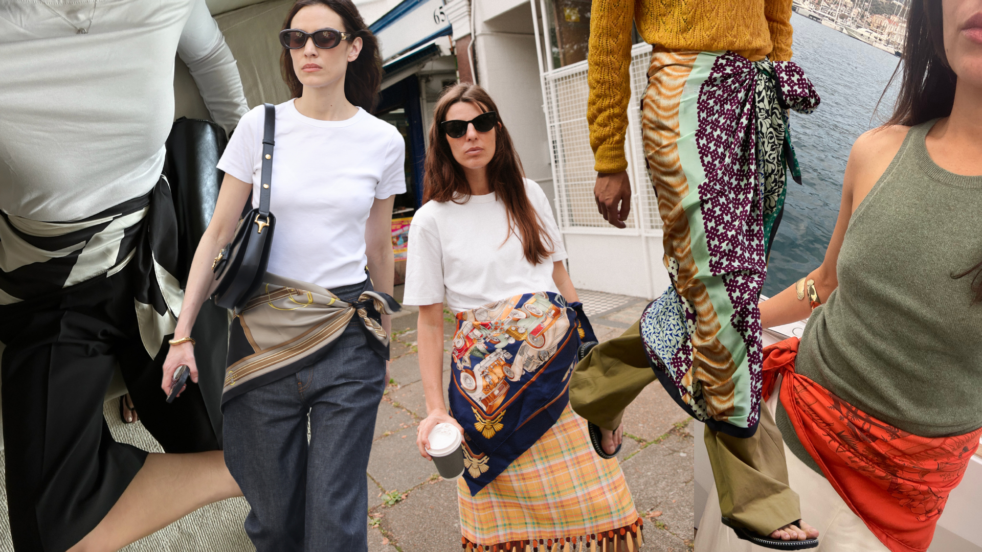 Dawn Tan, Alexa Chung,  Laura Vidrequin Roso, Dries Van Noten Spring 2026 Menswear, and Juju Ferentinos, wearing scarves as belts