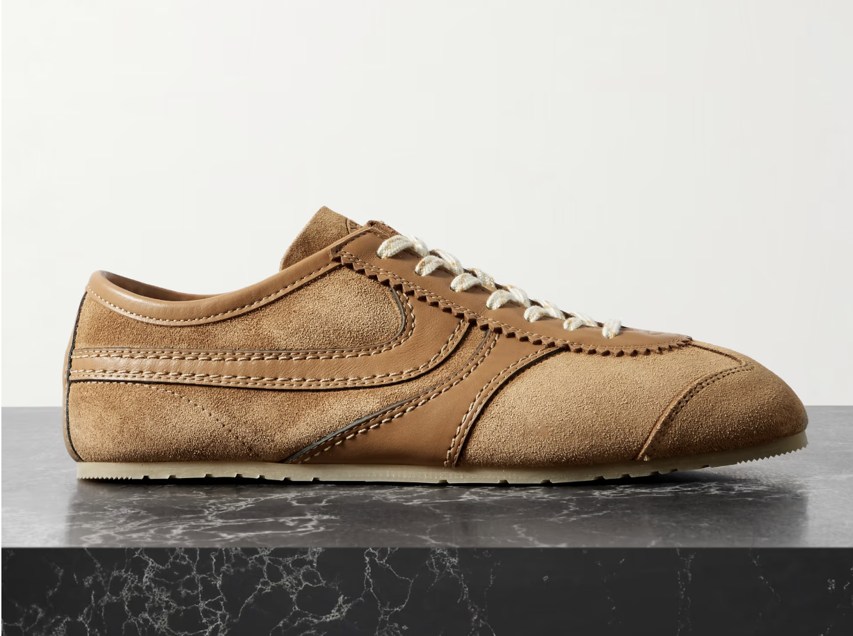 DRIES VAN NOTEN, Leather-trimmed suede sneakers