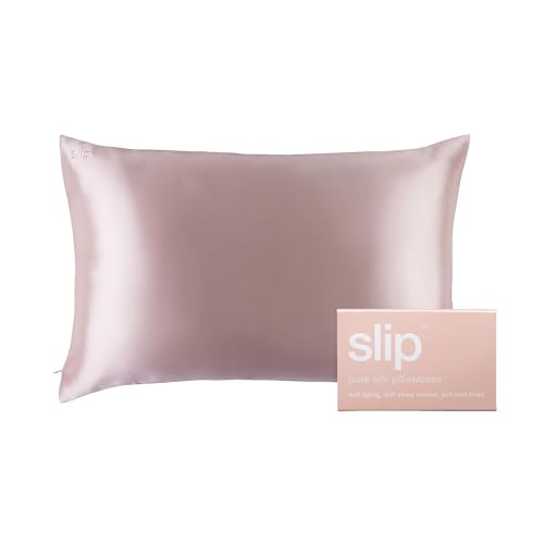 Slip the Original Queen Pure Silk Pillow Case - 100% Pure 22 Momme Mulberry Silk - Queen Size Standard Pillow Case - Anti-Aging, Anti-Bedhead, Anti-Sleep Crease, Pink (20&quot; X 30&quot;)