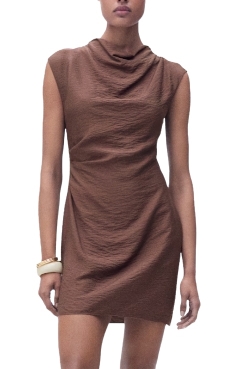 MANGO, Draped Textured Dress 