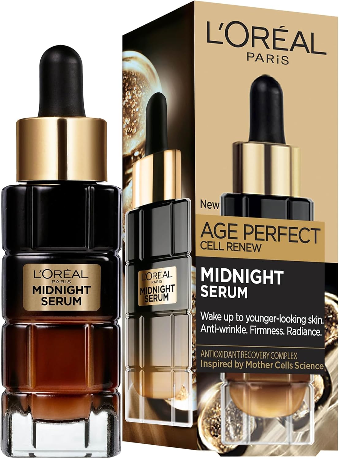 L'oreal Paris Cell Renew Midnight Serum, Age Perfect, Anti-Oxidant Recovery Complex Night Serum, Targets Wrinkles, Firmness & Radiance for Rejuvenated Skin, 30ml