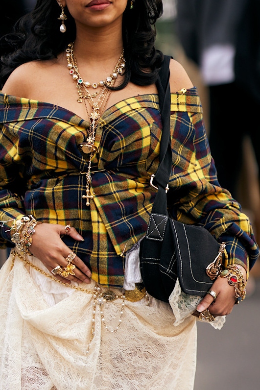 woman wearing oversized accessories