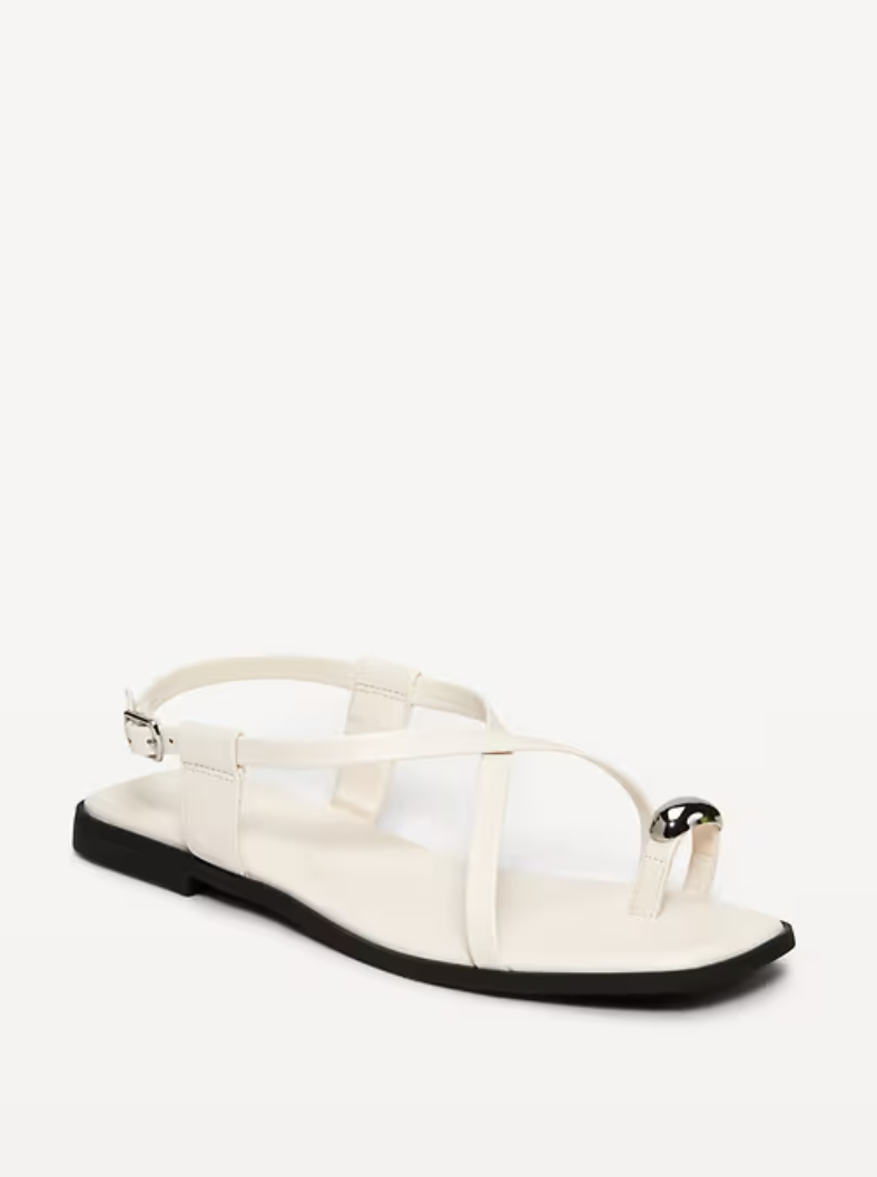 Old Navy, Faux Leather Strappy Toe Ring Sandals