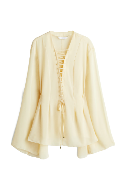 H&amp;amp;M, Lacing-Detail Chiffon Blouse
