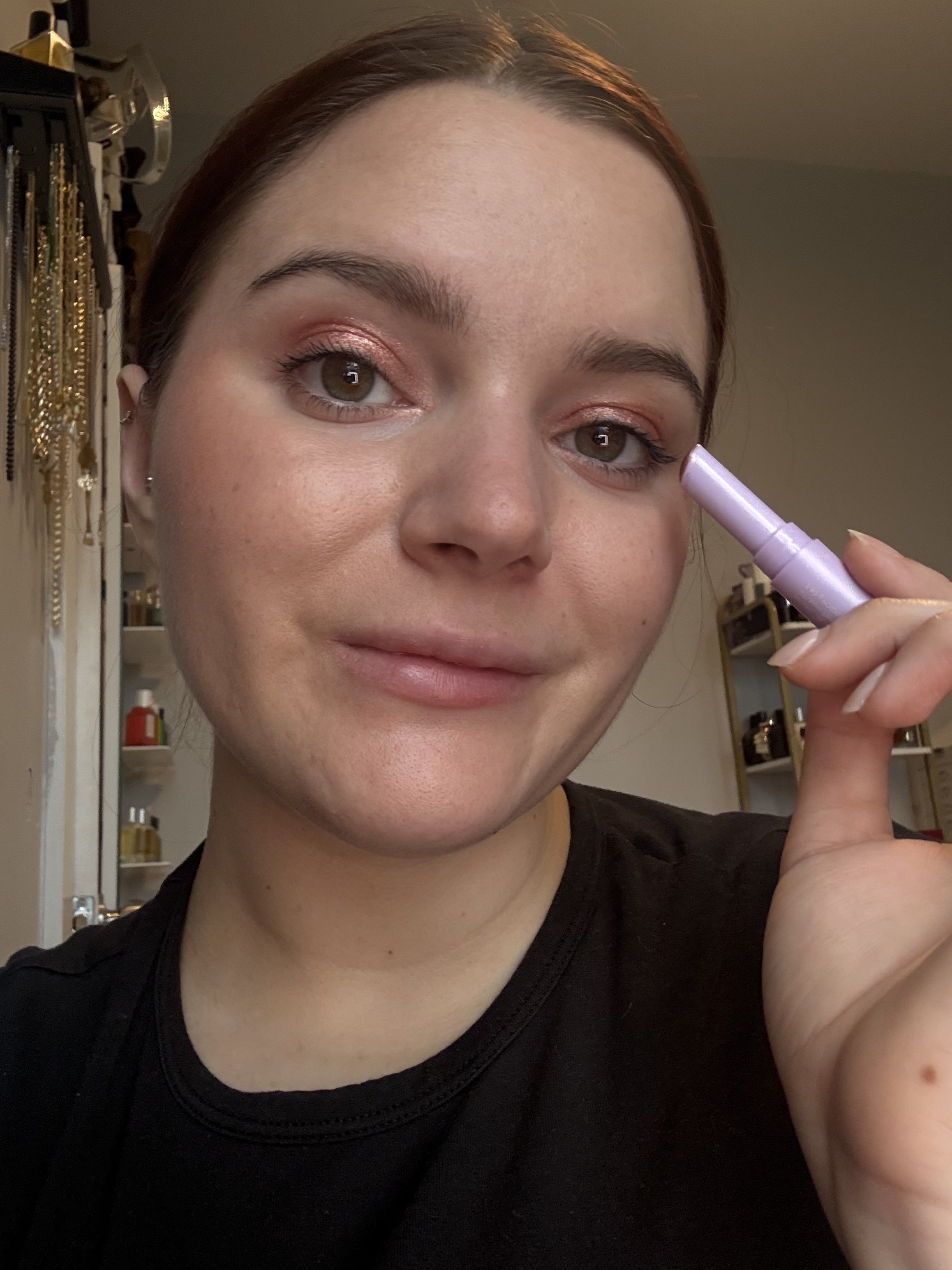 Brooke Knappenberger tests Tower 28 Beauty Gogo Cooling Shimmer 8h Eyeshadow Stick