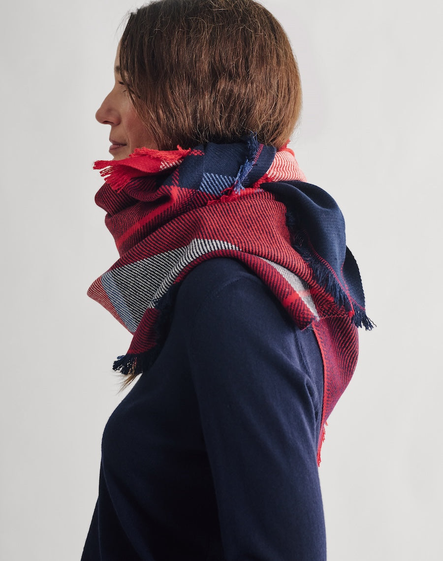 navy grey tartan scarf