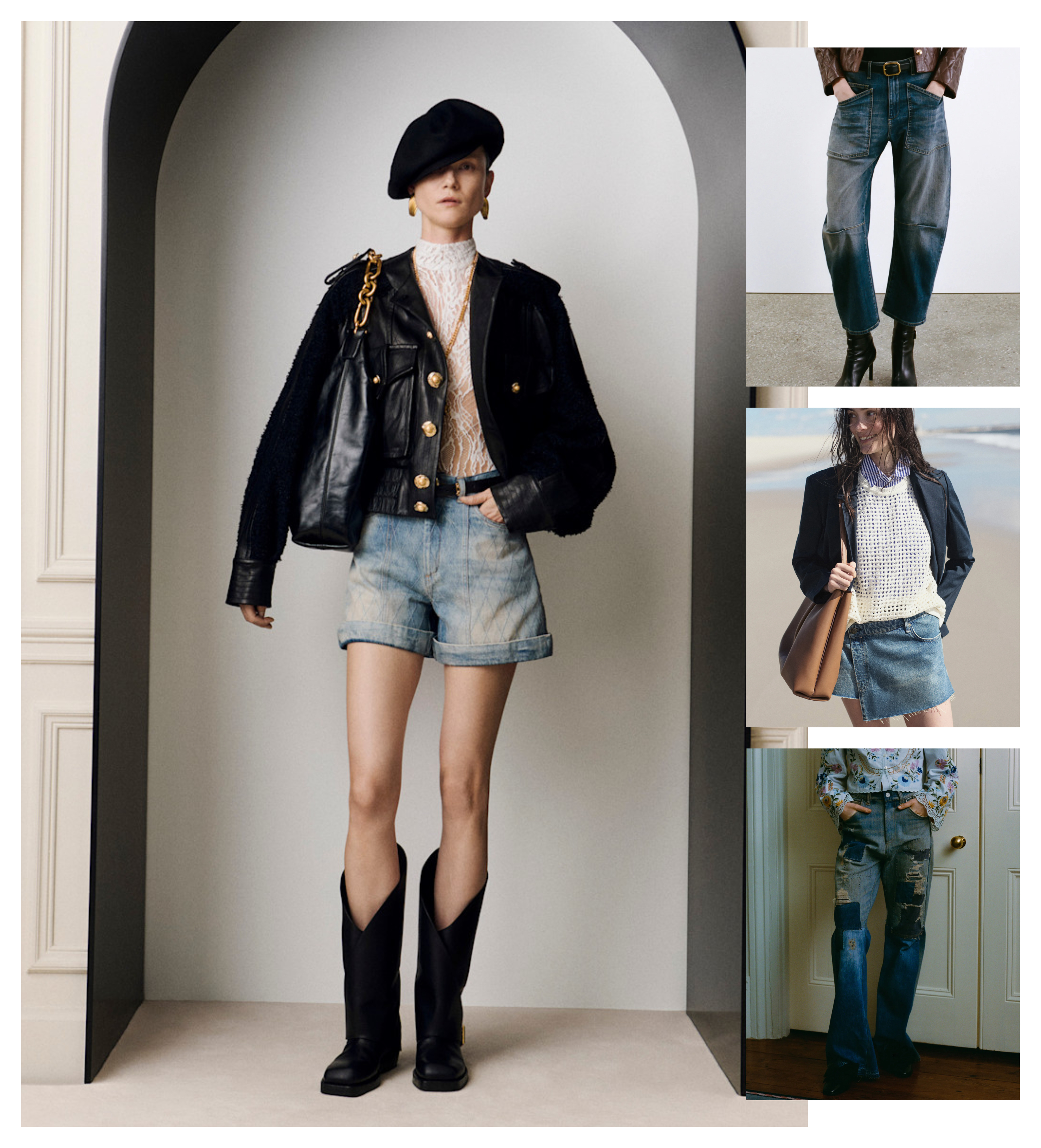 the vintage inspired summer 2025 denim trends at Balmain, Nili Lotan, Rag & Bone, Sea NY