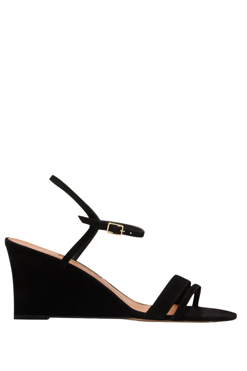 Suede and Leather Wedge Sandals