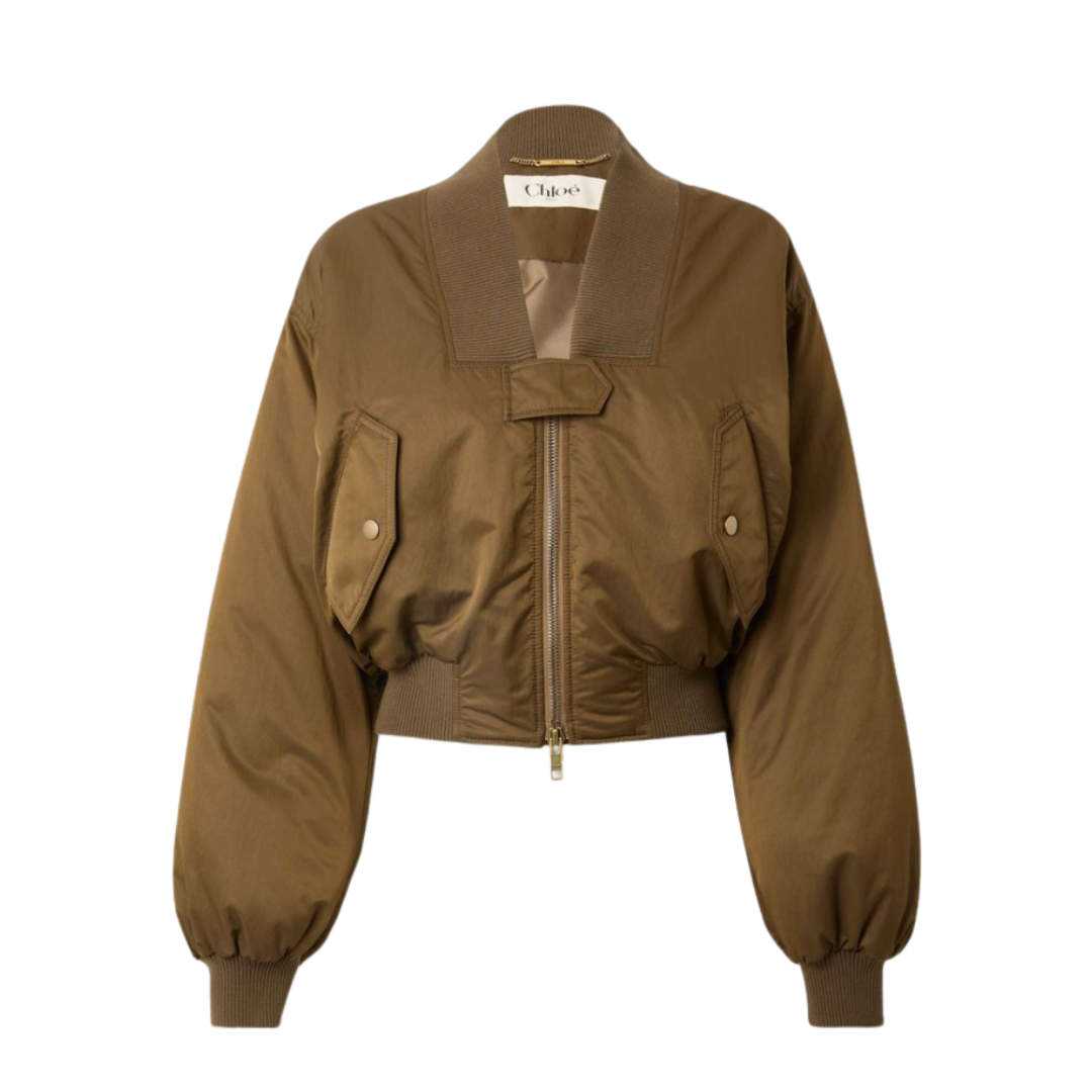 CHLO&amp;Eacute;, Cropped Shell Bomber Jacket