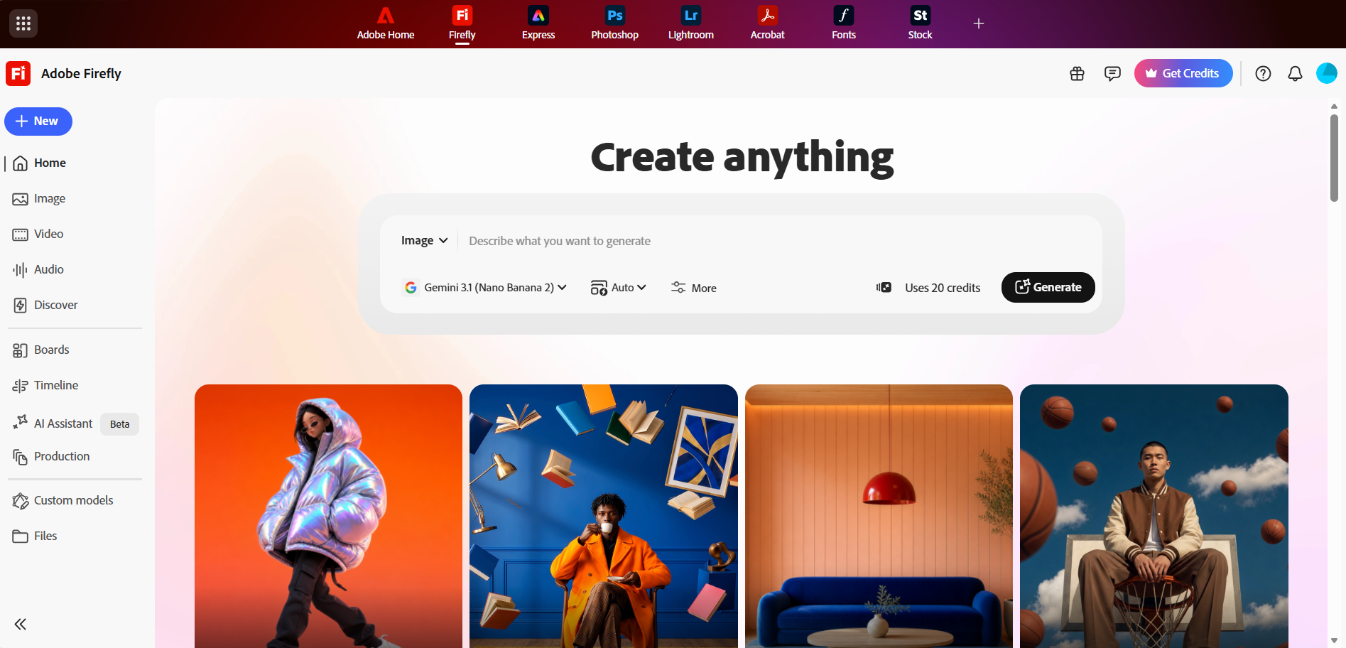 Adobe Firefly tool being used to generate video content 