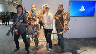 Hamish stood witch actors playing Ellie, Joel and Aloy