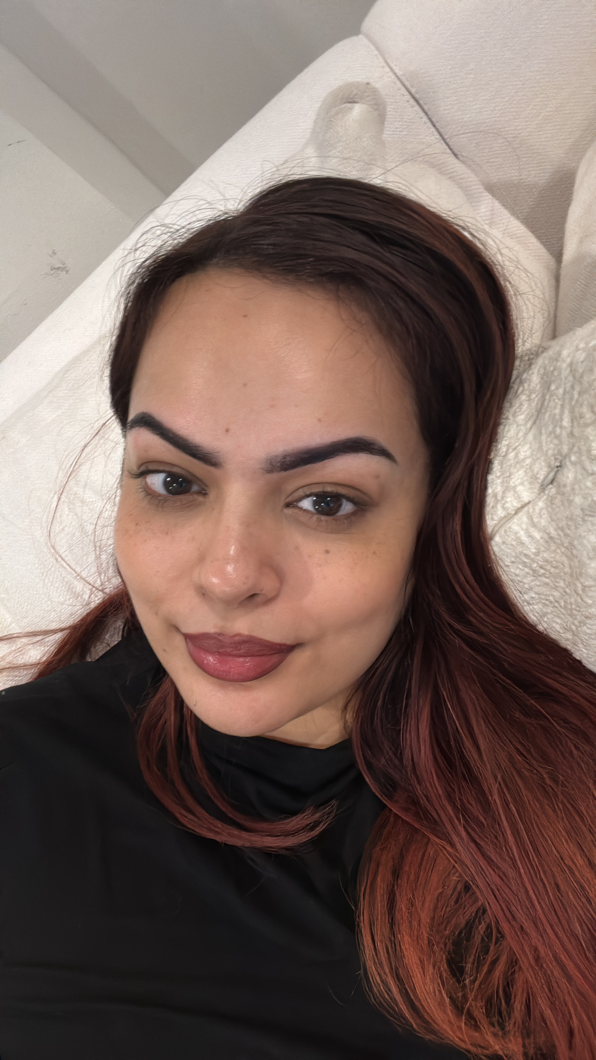 Kish, a Marie Claire tester, before applying Makeup By Mario Master Pigment Pro™ Eyeliner Pencil