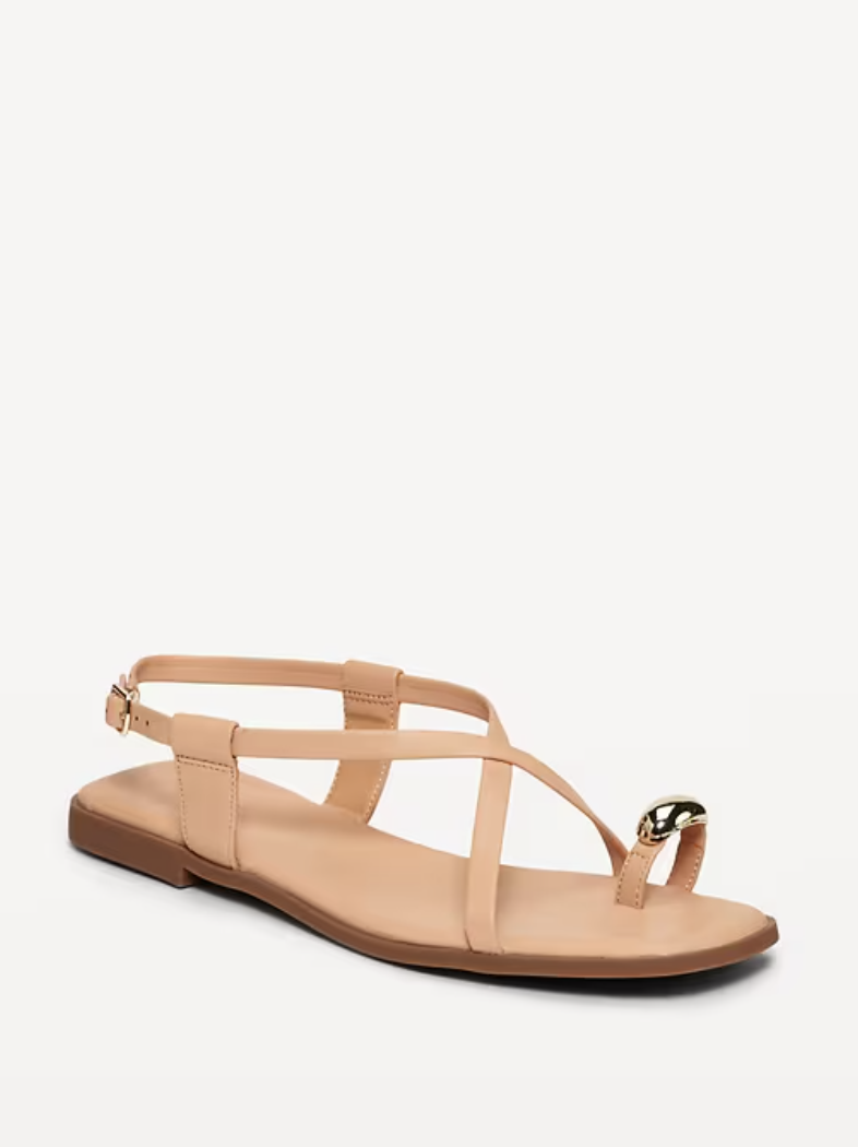Old Navy, Faux Leather Strappy Toe Ring Sandals