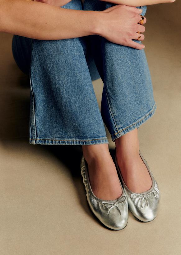 Agathe Low Ballerinas - Silver - Sheep Leather - Sézane