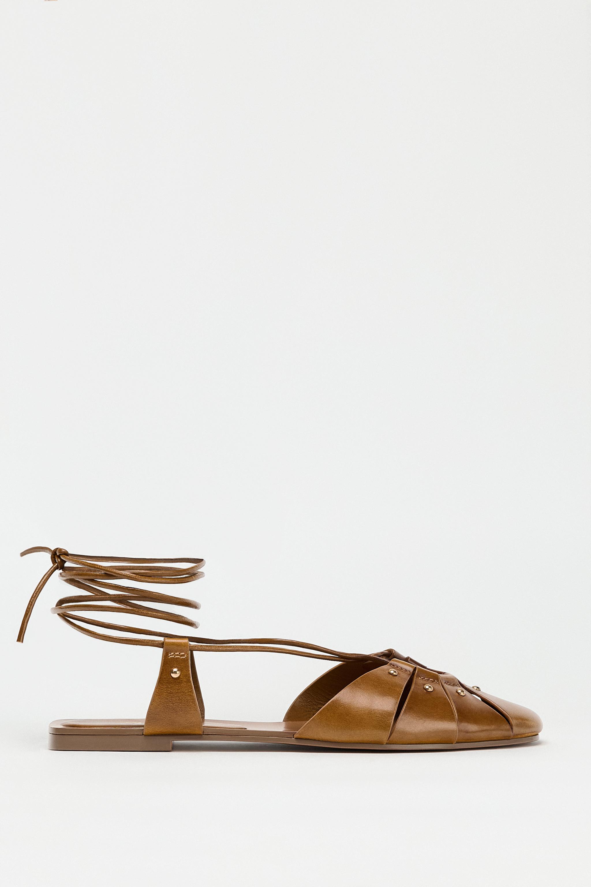 Leather Tied Cage Sandals
