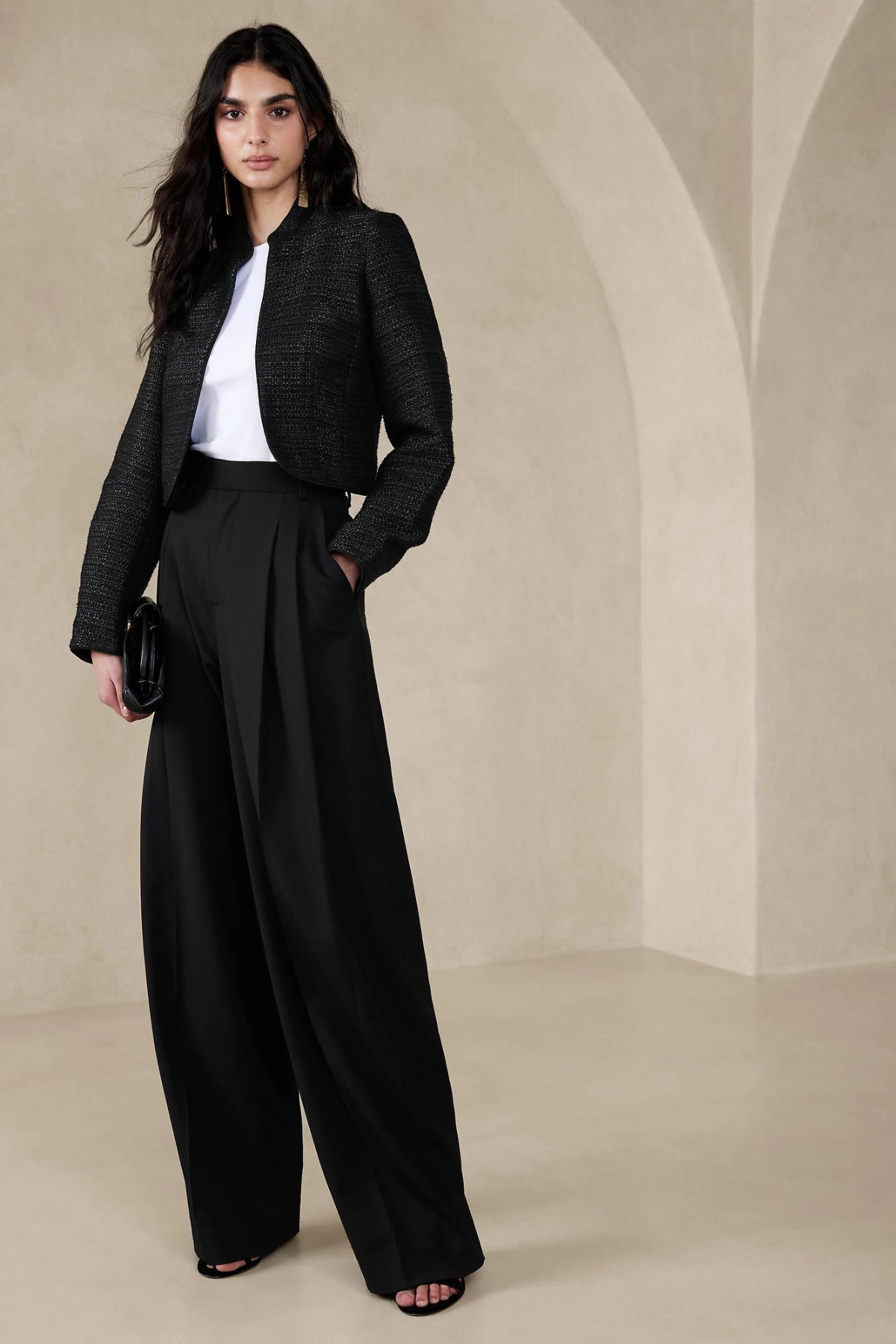 black cropped blazer