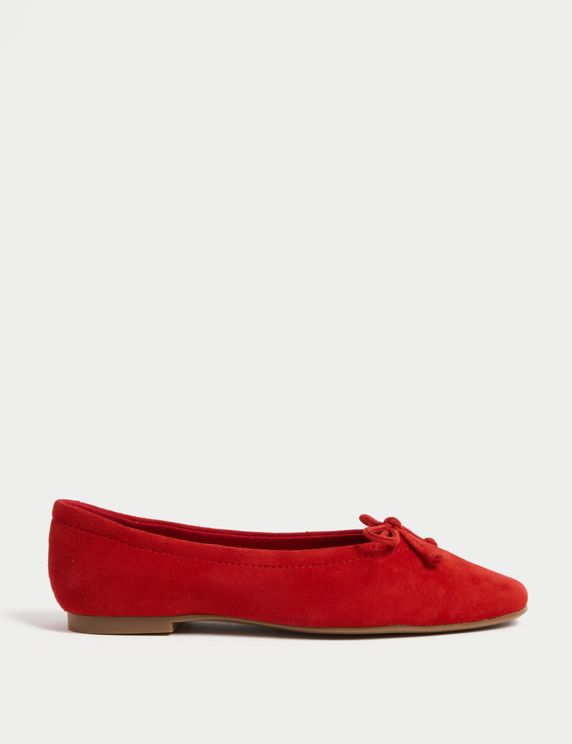 Suede Bow Ballet Pumps