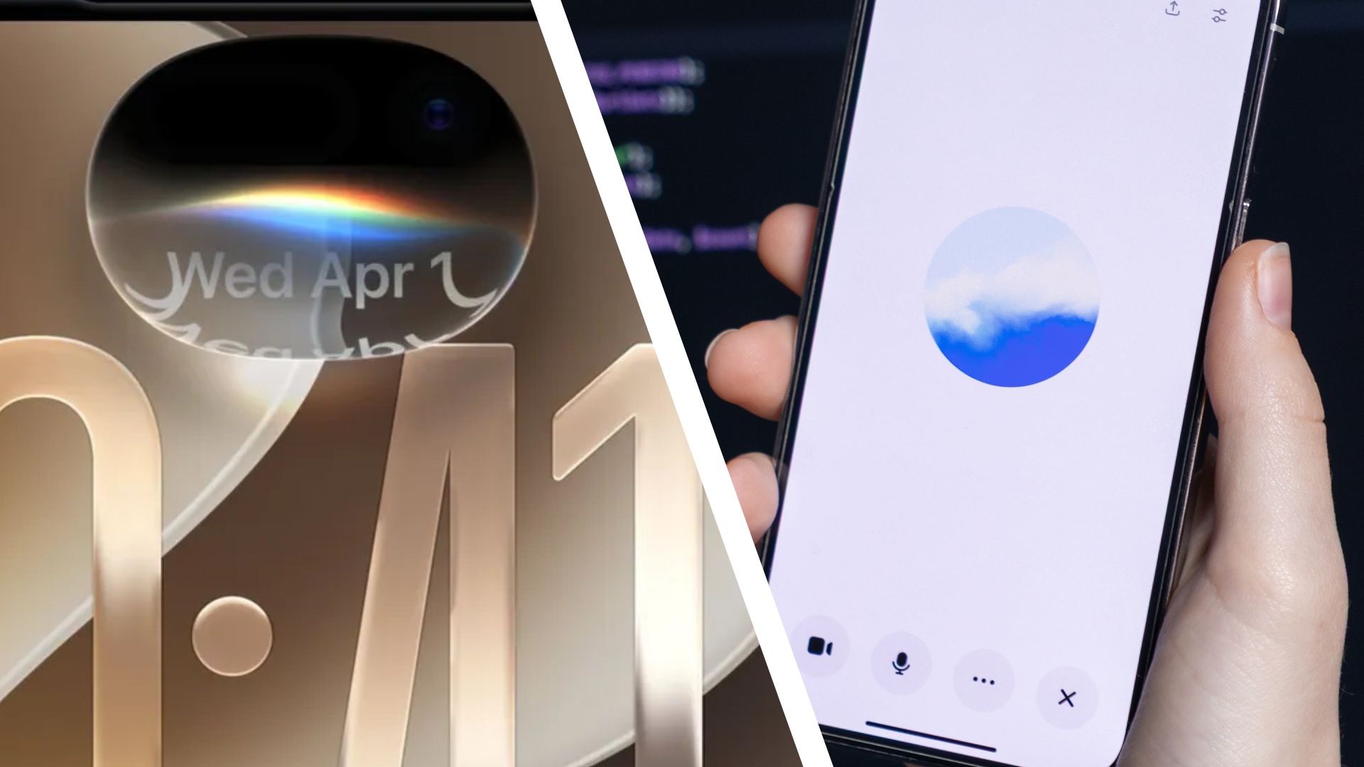 Split screen image of Siri AI and ChatGPT Voice Mode.