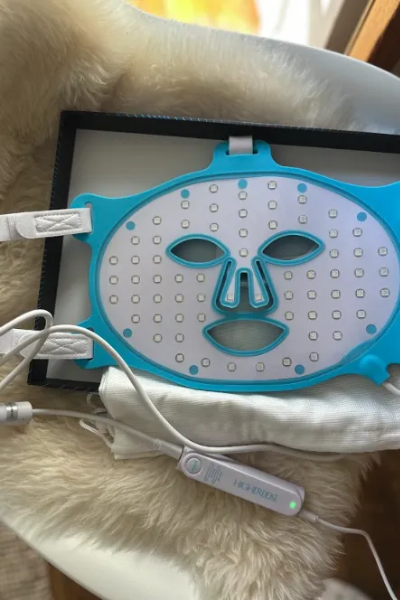 Alex R., a 'Marie Claire' tester, tests the HigherDose Red Light Face Mask