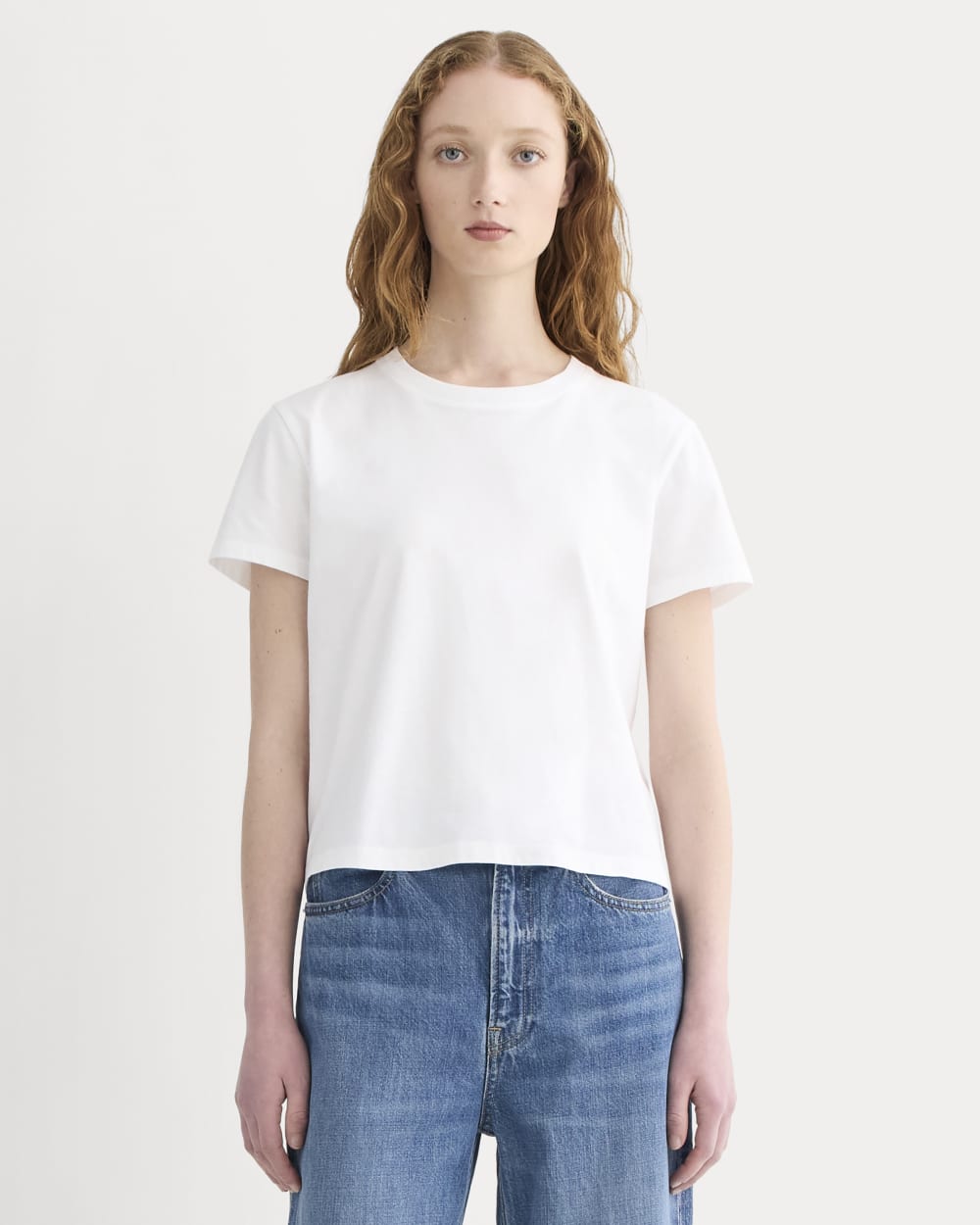 The Box-Cut Tee in Essential Cotton | White | No Pocket - Xxs