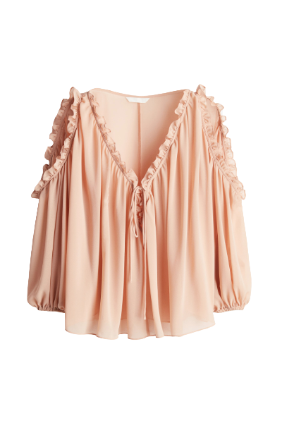 H&amp;amp;M, Open-Shoulder Chiffon Blouse
